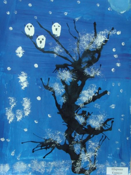 Нетрадиционная техника рисования зима