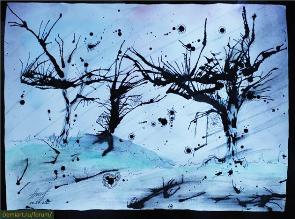 Кляксография пейзаж