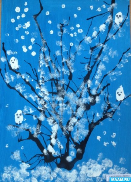 Нетрадиционное рисование зимних деревьев