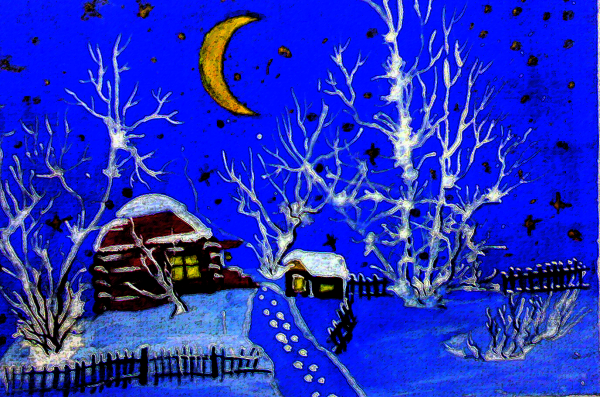 Рисование дерева трубочкой