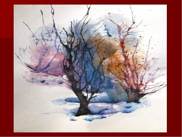 Кляксография зимний лес