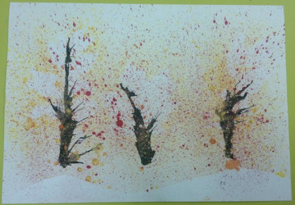 Нетрадиционная техника рисования кляксография зима