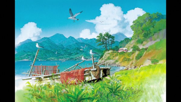 Пейзажи Хаяо Миядзаки вода