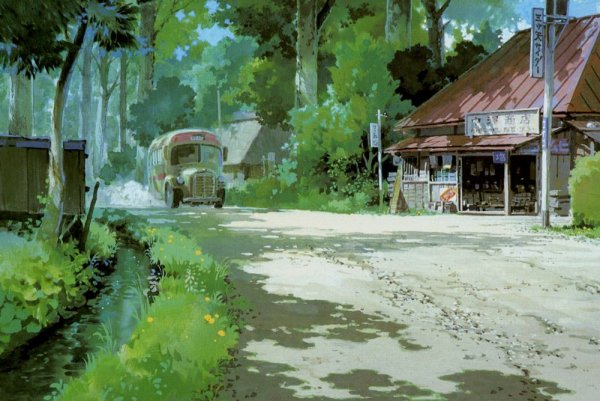 Пейзажи Хаяо Миядзаки акварель