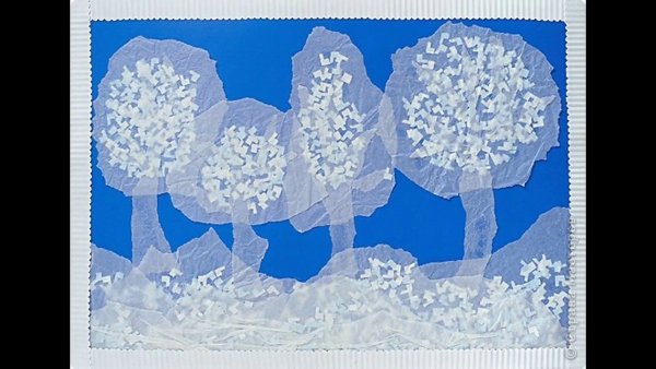 Аппликация из салфеток зима