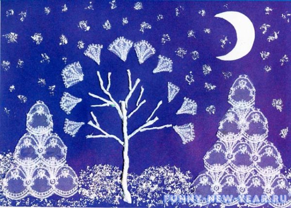 Аппликация зимние кружева