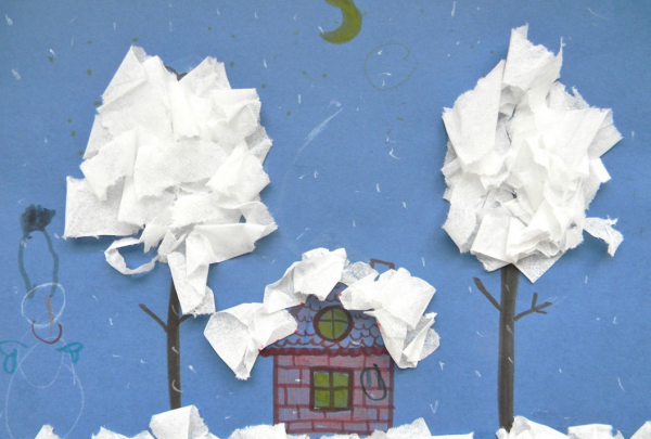 Отрывная аппликация зима