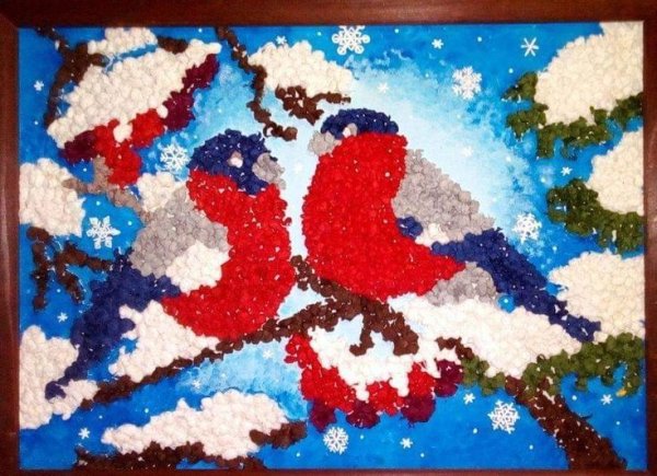 Зимняя аппликация из салфеток