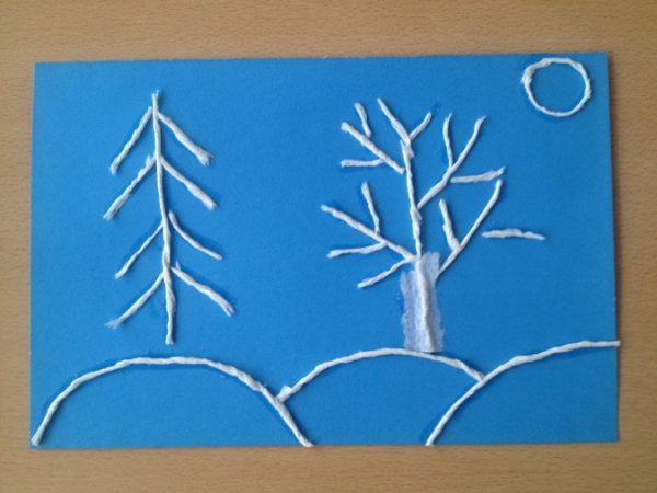 Зимняя аппликация в детский сад