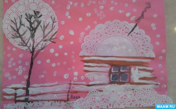 Аппликация из кружевных салфеток