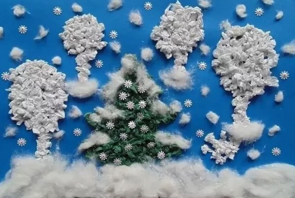 Зимняя аппликация для детей