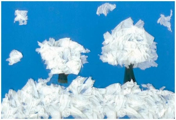 Зимняя аппликация из салфеток