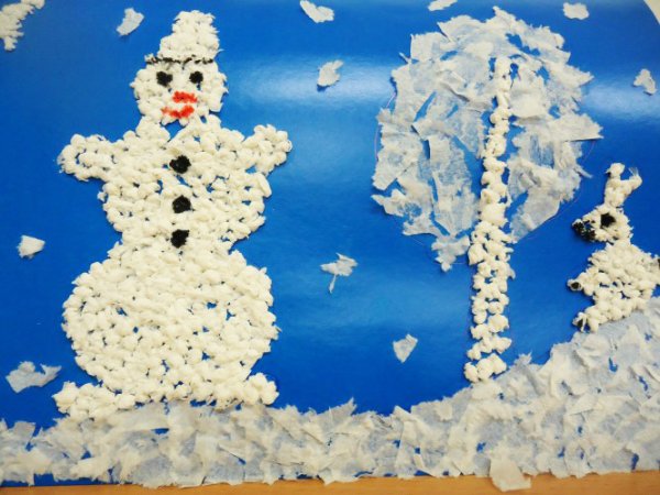 Зимняя аппликация из салфеток