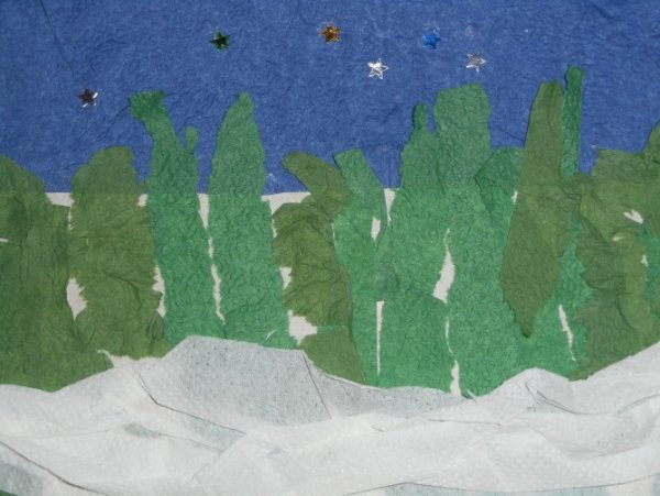 Зимний лес из салфеток