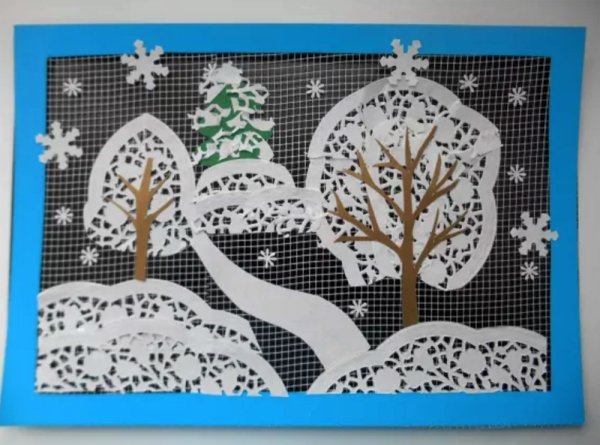 Зимняя аппликация для детей