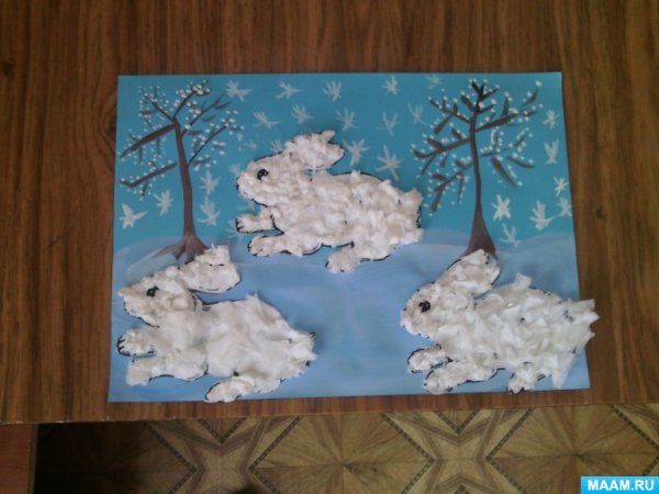 Зимняя аппликация в средней группе