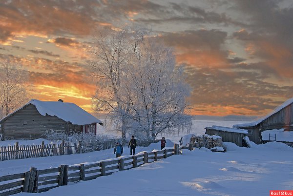Зимний пейзаж деревня