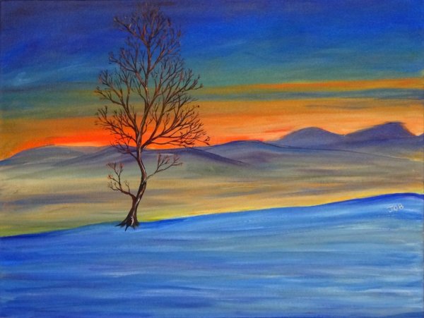 Правополушарное рисование зимний пейзаж