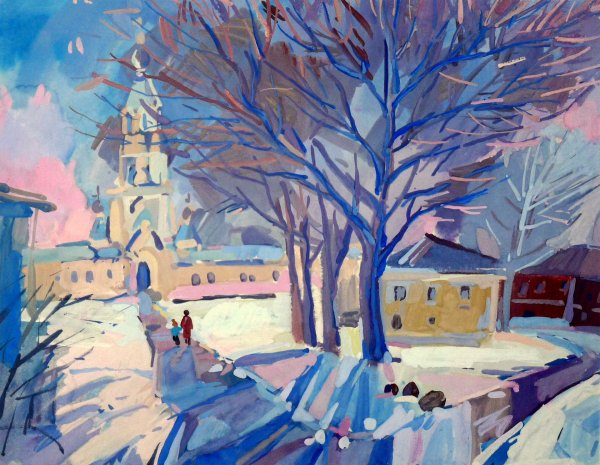 Батик зимний пейзаж