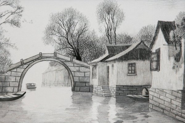 Пейзаж карандашом