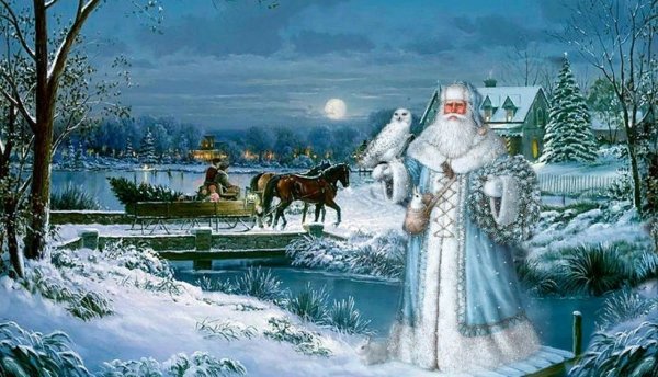 Санта Клаус олени Рождество