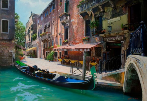 Холст. Италия. Гондольер