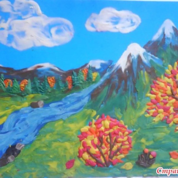 Пластилиновая живопись осень