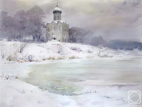 Церковь Покрова на Нерли акварель