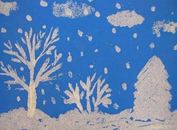 Рисование «деревья в инее» (т. с. Комарова, стр. 91)