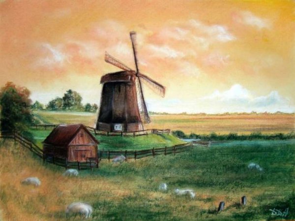 Картина Шишкина мельница в поле