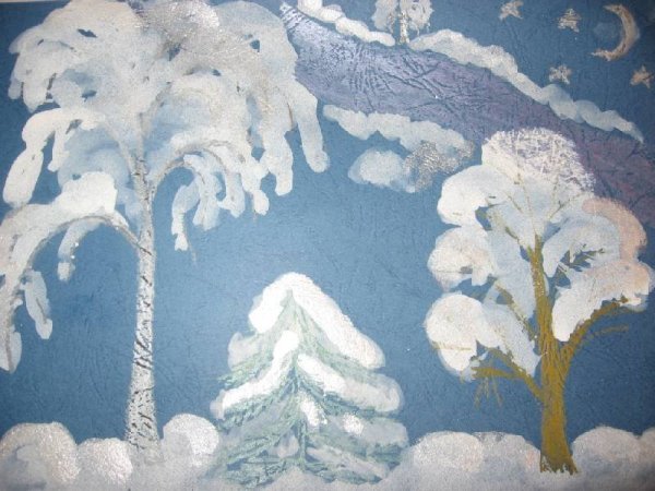 Зимняя аппликация из соли