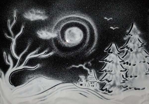 Рисование песком снег