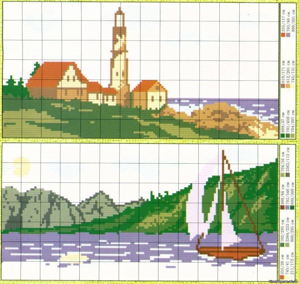 Схемы для вышивания крестом пейзажи