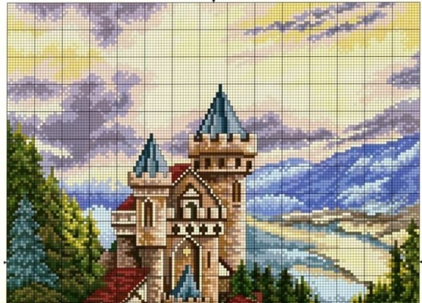 Вышивка крестом замок