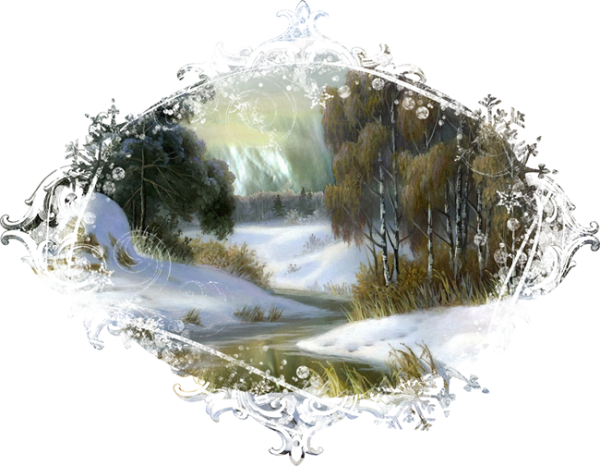 Зимний пейзаж на прозрачном фоне