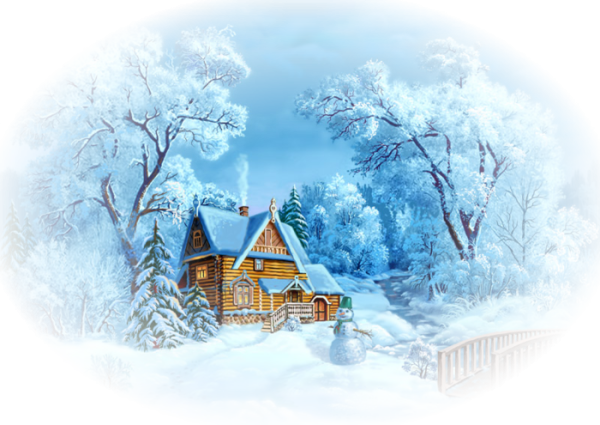 Новогодние пейзажи на прозрачном фоне