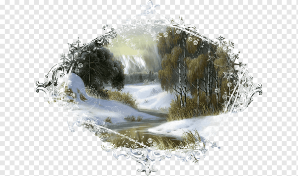 Зимний пейзаж на прозрачном фоне