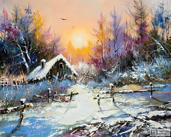 Леднев Александр Алексеевич . Зимний пейзаж.