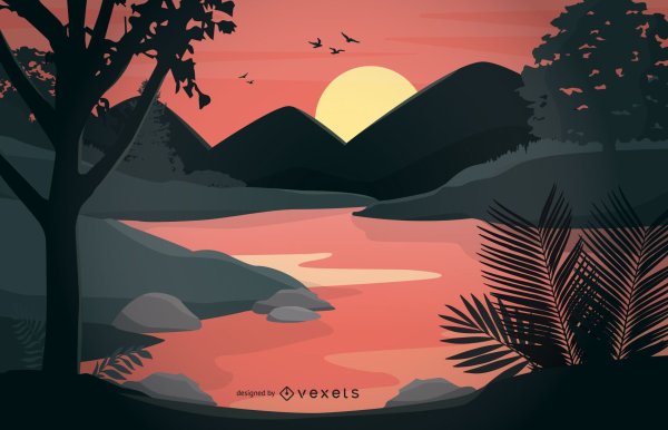 Пейзаж в иллюстраторе