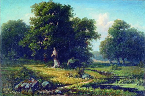 Лев Каменев (1833 – 1886) «пейзаж с избушкой»