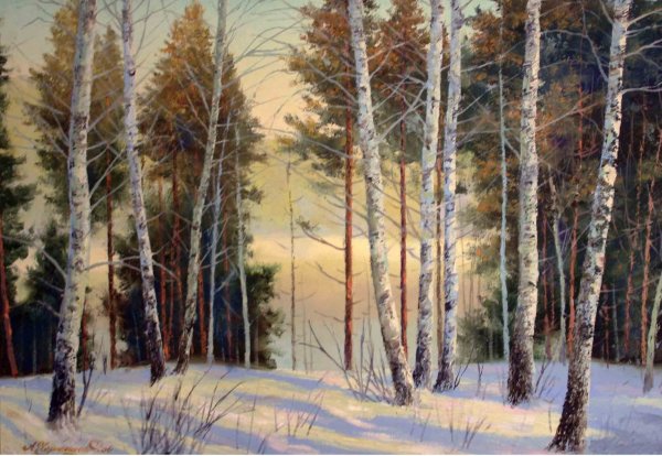 Герасимов зимний лес просека