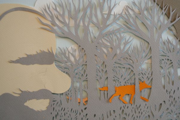 Панно из бумаги зимний лес