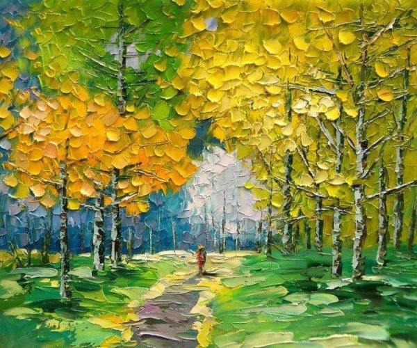 Пейзаж Импасто мастихином