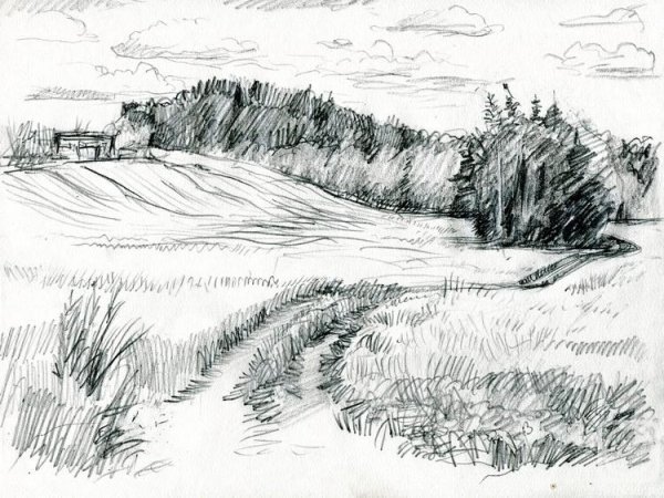 Пейзажные зарисовки карандашом