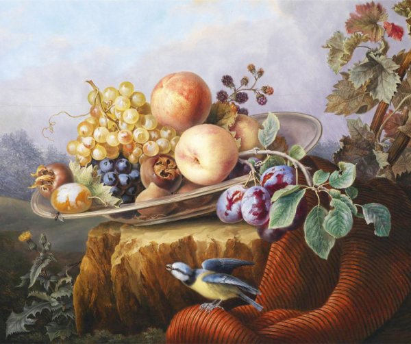 Грубер Франц натюрморт с фруктами и орехами