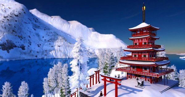 Зима в Японии Токио