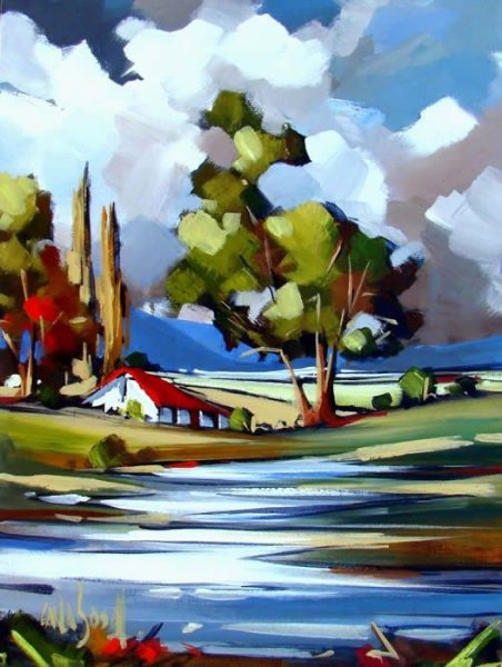 Декоративный пейзаж акварелью