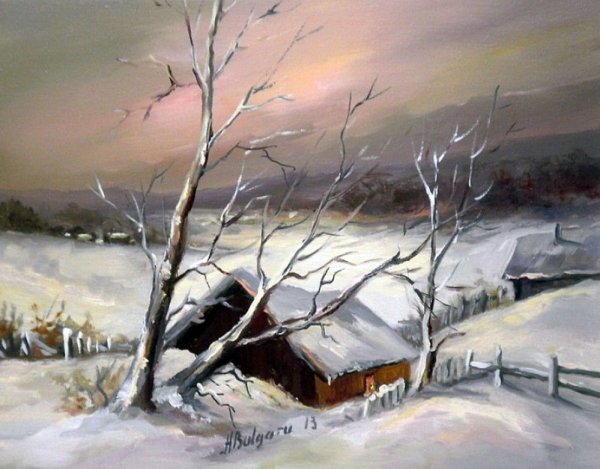 Зимний пейзаж акрилом Импрессио