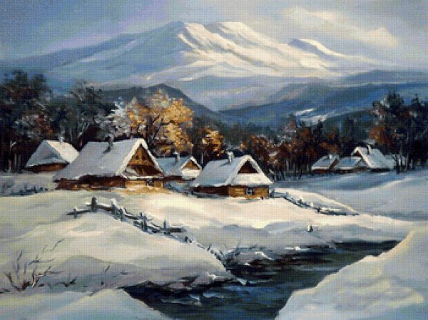 Зимний пейзаж акрилом