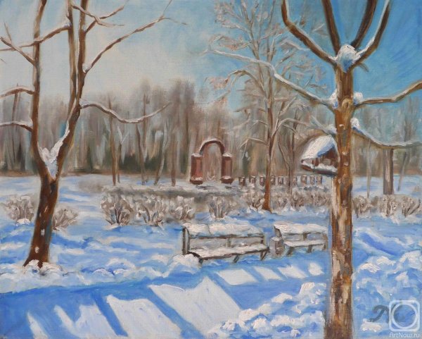 Зимний парк живопись